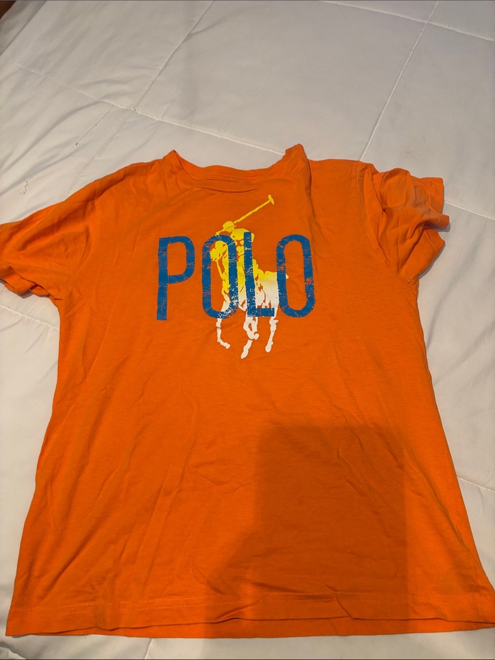 Polo by Ralph Lauren Orange Tee with Blue Logo and Yellow Accent